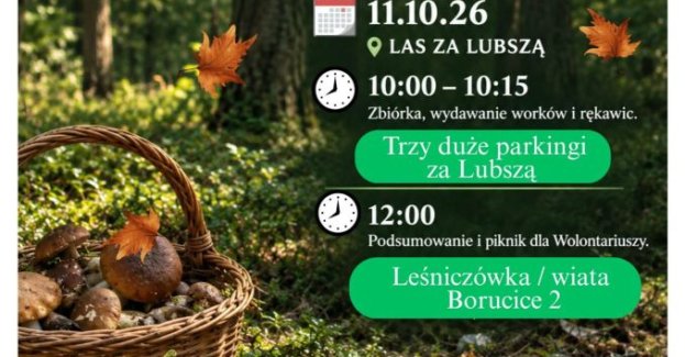 Grupa „GRZYBY BRZEG I OKOLICE” i Miasto Brzeg zapraszają na piątą edycję wspólnego grzybobrania i sprzątania lasu. Wydarzenie odbędzie się 11 października 2026 r. w lesie za Lubszą.